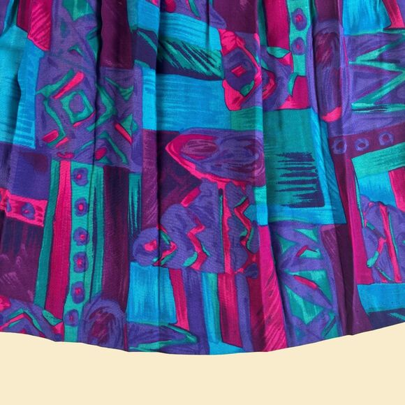 Vintage F. Shay 70s/80s skirt, size 10 geometric purple & teal womens maxi skirt - Picture 3 of 6